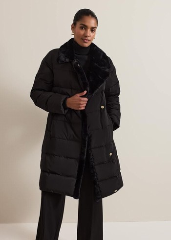 Phase Eight Kim Fur Collar Puffer Coats Black Canada | ZLVXOG-867